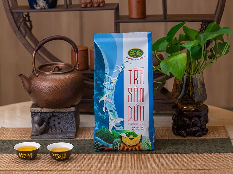 Mẫu trà gia công của thương hiệu Trà Rồng Vàng