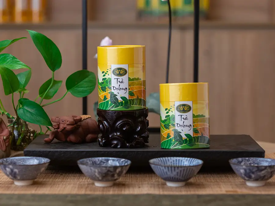 Trà Olong Bảo Lộc - Thương hiệu của Trà Rồng Vàng được đóng gói cẩn thận